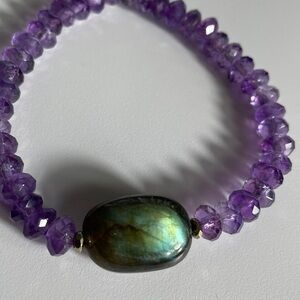 NWT. Amethyst with Labradorite Stretch Bracelet.